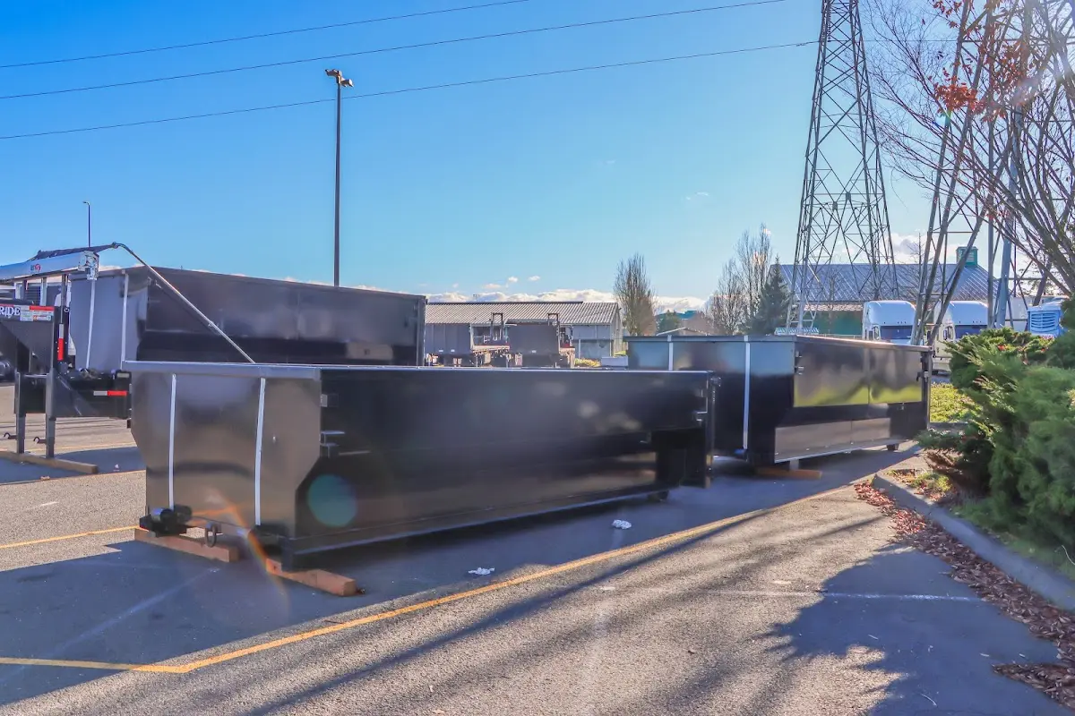 Roll-off dumpster ready for waste disposal at job site for Construction Dumpster Rental in Ambridge